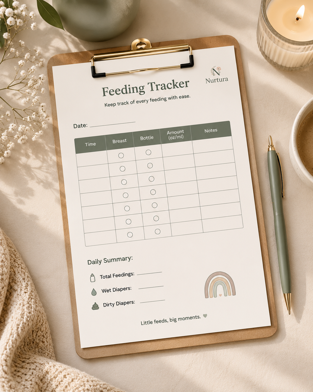 Baby Planner Printable PDF | 41-Page Newborn Tracker & Organizer | Feeding, Sleep, Diaper Log | Instant Download